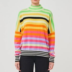 Brodie cashmere Pop Stripe Funnel Neck Jumper 100% cashmere